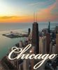 image of beautiful chicago, Illonois shoreline with sunset in background