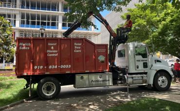 Grapple truck on the job site.