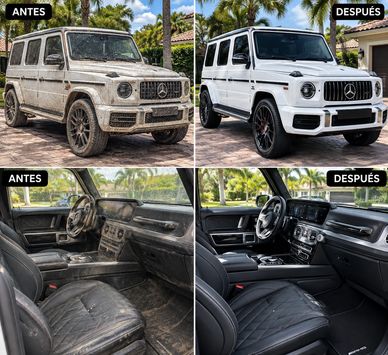 Comparación de un Mercedes-Benz G-Class antes y después de su restauración.