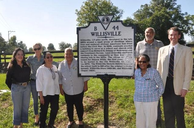 Members of the Willisville Preservation Foundation at the unveiling of Willisville's historic marker
