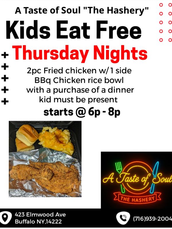 kids under 10 eat  free with a purchase of a dinner child must be present at check out.