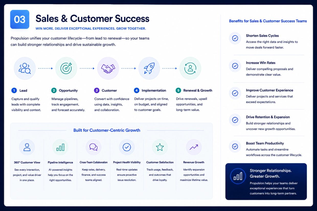Overview of sales and customer success process and benefits.