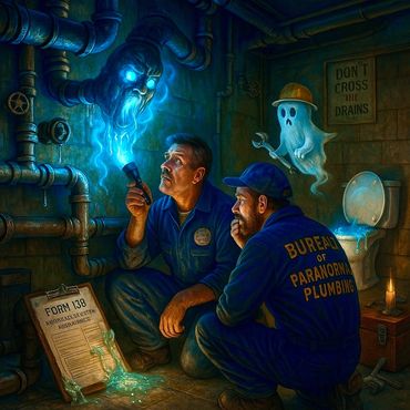Inspectors from the Bureau of Paranormal Plumbing trace a haunting back to faulty pipes.