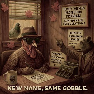 A turkey in disguise joins the Turkey Witness Protection Program for a fresh start this season.