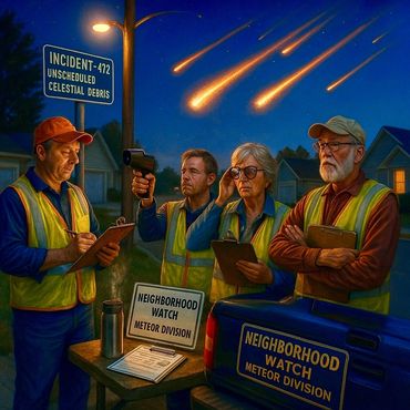 Volunteers log falling meteors during an Unscheduled Celestial Debris incident.