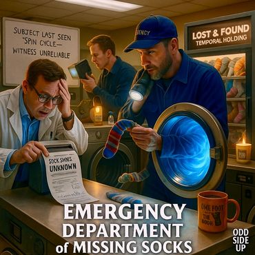 Investigators search the vortex at the Emergency Department of Missing Socks.