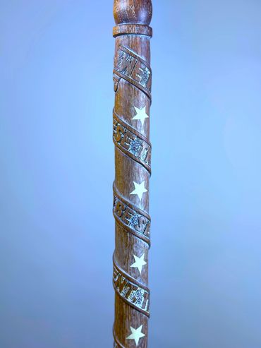 Custom Hand Carved Walking Stick by Shawn Cipa - Colonial Eagle Staff (detail 2)