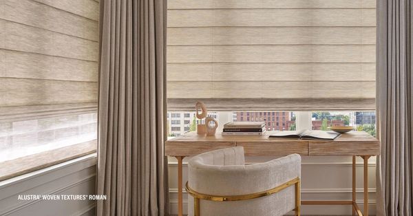 Hunter Douglas Roman Shades with Powerview Motorized and Home Automation