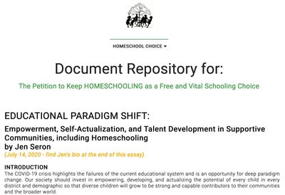 Screenshot take of Educational Paradigm Shift article web page © 2021 Jennifer Seron.