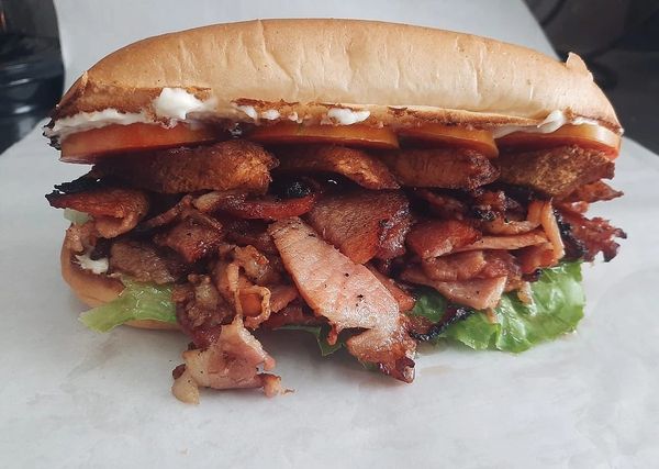 bacon lettuce panini sandwich jamaican italian international cuisine food in kingston fried plantain