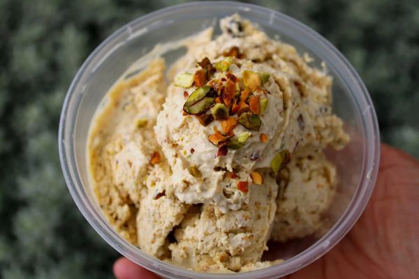 pistachio gelato prepared using natural ingredients real pistachio nuts italian jamaican dessert