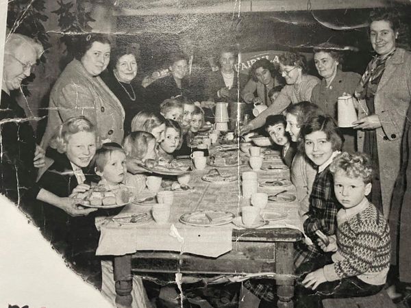 Brisley village residents having lunch in 1940s