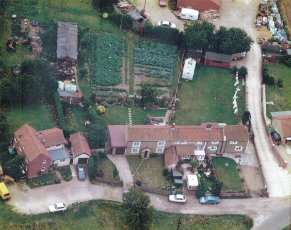 Aerial view of Brisley in 1980s
