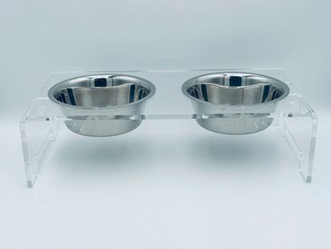 Rex Acrylic Dog Bowl Stand Front View