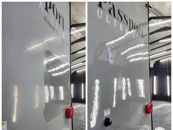 Test spot performed on a Passport Ultra Lite camper to ensure gloss, clarity &depth before ceramic