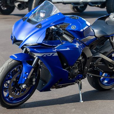 Yamaha R1 outside the Motorhead shop after ceramic coating application to make bug removal easier.
