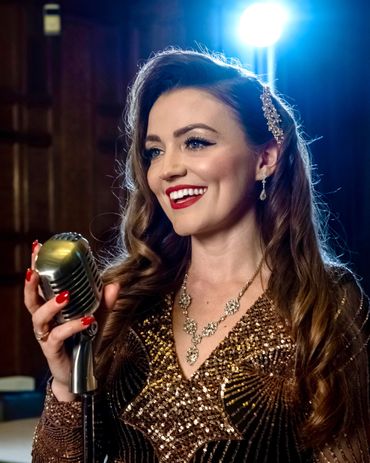 Jazz singer with vintage style mic