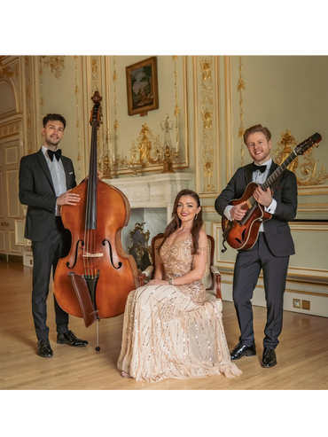 classy jazz trio with guitar, vocals and double bass