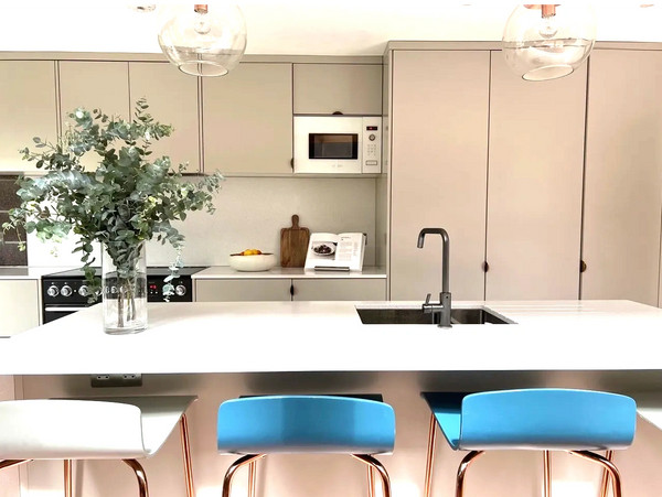 Kitchen island in staged London property