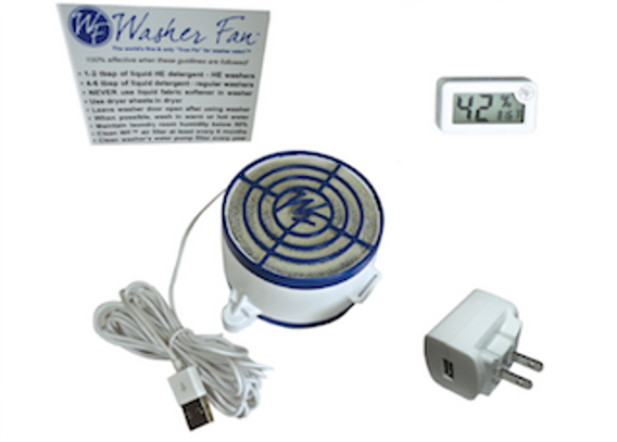 Washer Fan Breeze 5GM Kit with power supply. humidity gauge, and magnet.