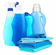 Various assortments of detergents, liquid softeners, and other laundry products