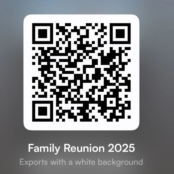 QR Code for app download to share pictures you take on the day of the reunion.