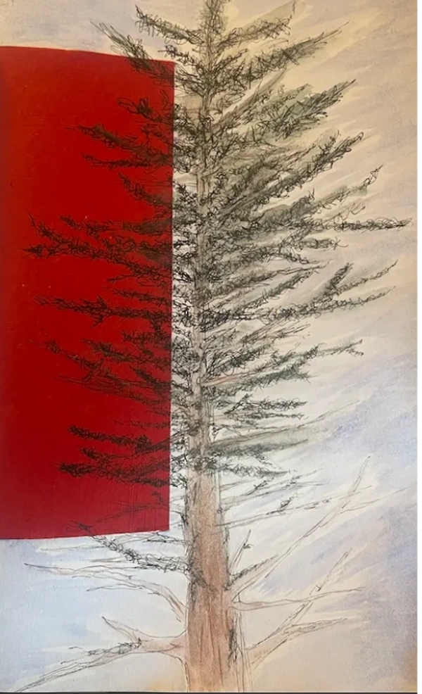 Pen and watercolor over card stock. 5x7