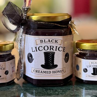 Black Licorice Creamed Honey with spot on flavor that only a Licorice Lover would know! Best seller!
