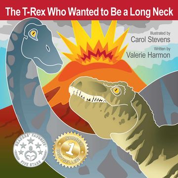 The T-Rex Who Wanted to Be a Long Neck, an illustrated children's picture book, storybook, for kids.