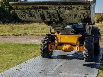 Euro Mat Digger, ground protection hire, heavy duty ground protection, event hire, temporary road