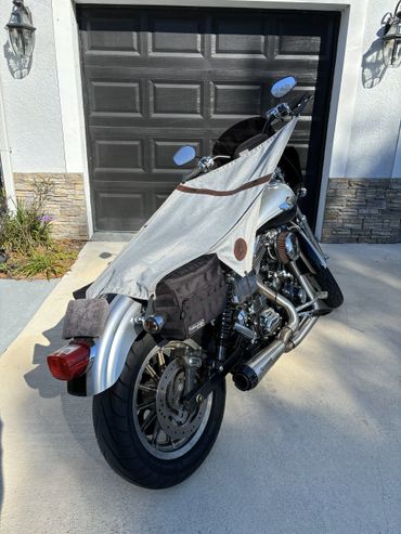 Custom Cruiser Canopy: Your Dyna's sun shield. Unfurl shade, park cool. Roll sleek, ride free.