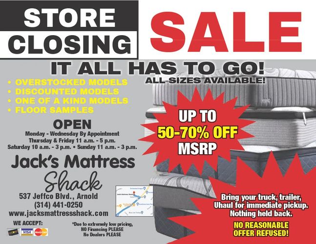 We're closing. Stop by this weekend to save big!!