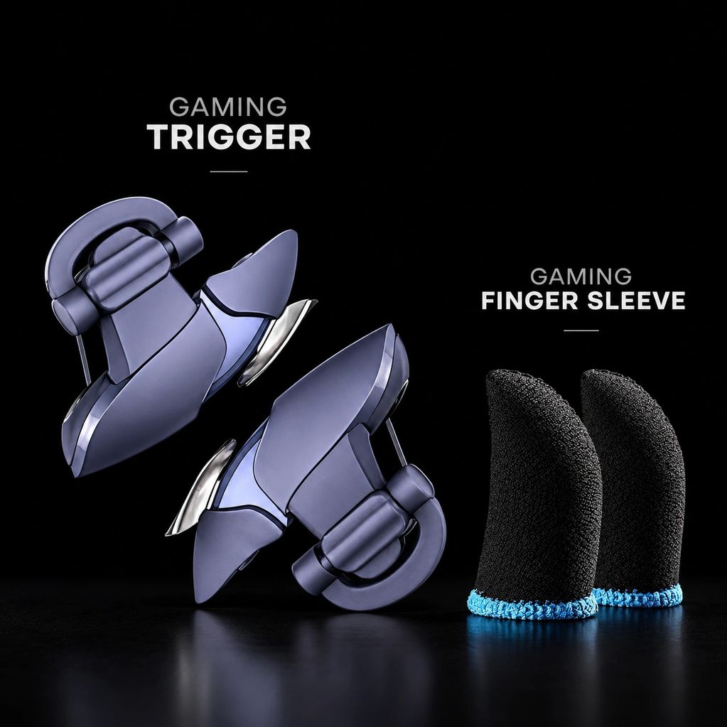 Gaming trigger and finger sleeve set for enhanced gameplay.