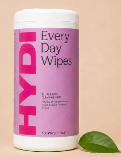 Container of HYDI All-Purpose Cleaning Wipes.