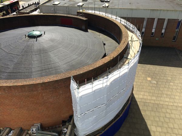 scaffolding for repointing at brighton university , falmer near lewes east sussex