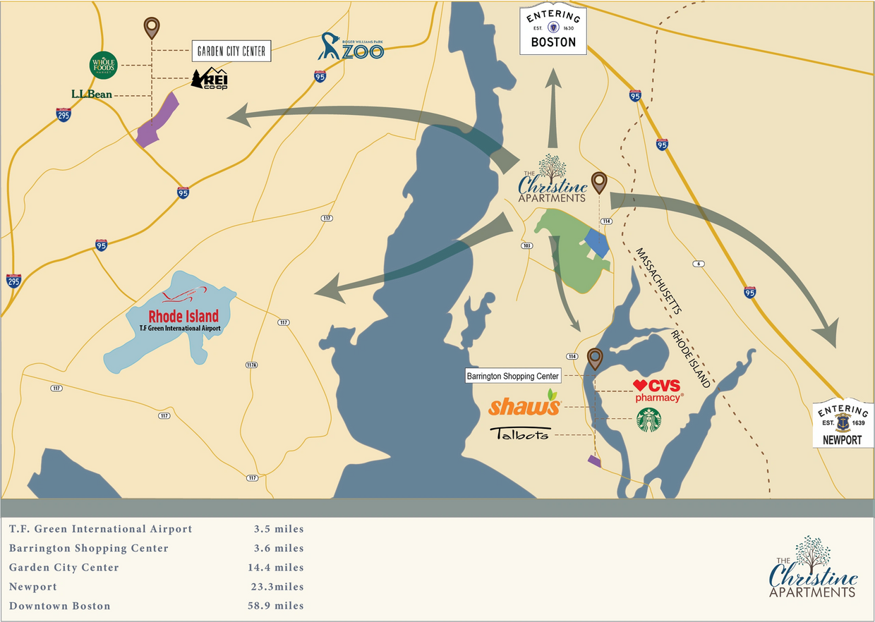 Area map of what is around The Christine Apartments