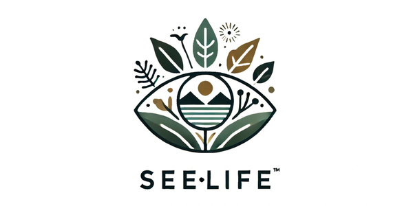 Artistic logo featuring an eye with nature elements and the text 'SEE LIFE'.