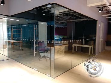 Safety glass decals for office cubicle