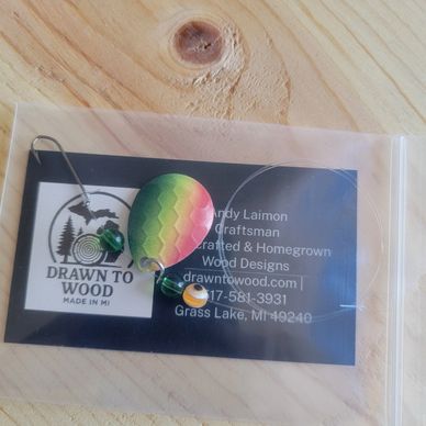 Custom hand-tied spinnerbait lure called Sonny Spinner by Drawn To Wood, Lake and river fishing.