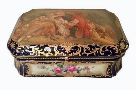 French Porcelain Keeping Box. Hand painted and signed by artist. $2,500