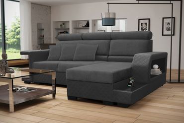 Amaro Sectional Sofabed Sleeper couch furniture black skyler design right facing
