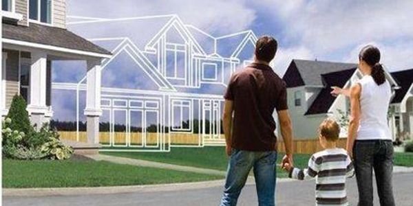 A happy family in their new house.