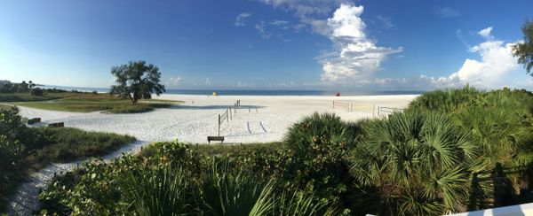 The volleyball courts on Siesta Beach