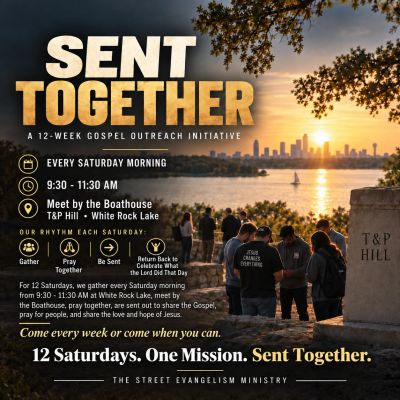 Church outreach event at White Rock Lake every Saturday morning.