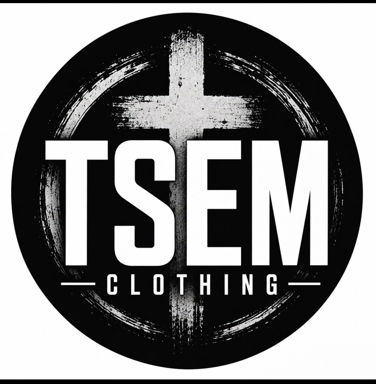 TSFM Clothing logo with a cross in a circular design.