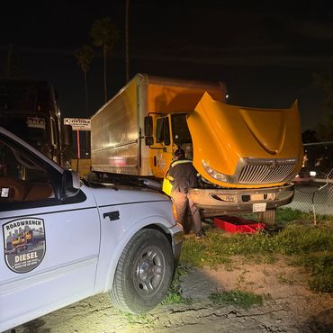 Our mechanic servicing an international box truck