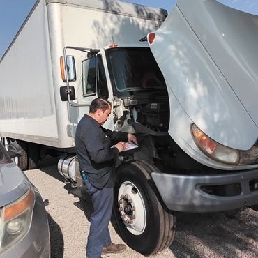 Our mechanic performing a DOT inspection