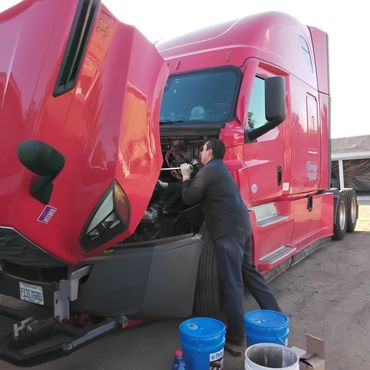 Our mechanic servicing a cascadia