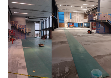 membrane installation on new concrete to prevent tile from cracking when foundation settles.