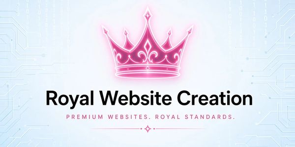 Logo with a pink crown for Royal Website Creation.